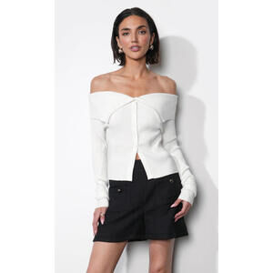 Linnea Button Down Off Shoulder Sweater Top